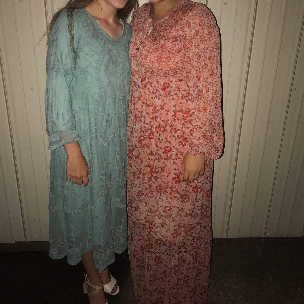 Aqua embroidered midi dress